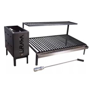 Kit Parrilla Grelha Argentina Rústica 95cm + Caixa Firebox para Alvenaria