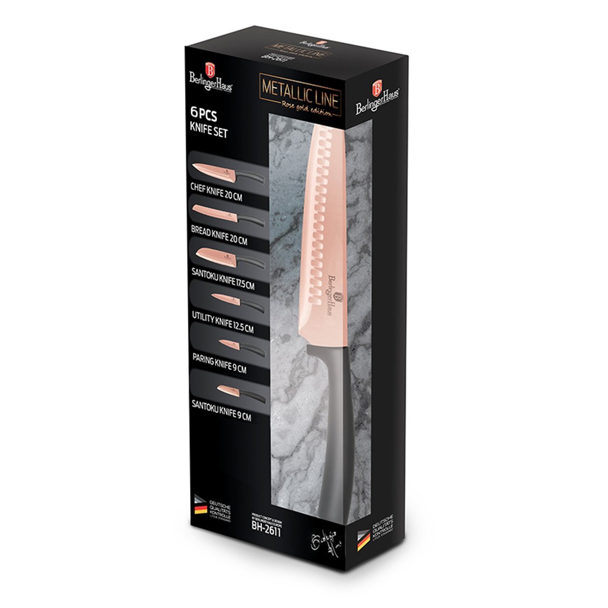 Kit Faqueiro Utensílios de Cozinha Facas Chef Santoku Descascar Escumadeira Espátula Fouet Colher - 10