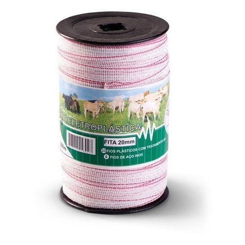 Fita Cerca Elétrica Rural Eletroplástica 20mm Rolo 200m Zebu