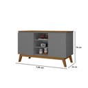 Ver imagem 3 de Aparador Buffet Sala Linhares 120cm com Pés de Madeira Cinza com Nature - Rede Móveis
