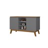 Aparador Buffet Sala Linhares 120cm com Pés de Madeira Cinza com Nature - Rede Móveis - 2