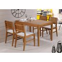 Ver imagem 2 de Conjunto Mesa Jantar Tampo Madeira + 4 Cadeiras Salvador Assento Estofado - 60474