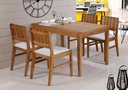 Ver imagem 2 de Conjunto Mesa Jantar Tampo Madeira + 4 Cadeiras Salvador Assento Estofado - 60474
