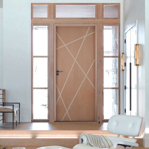 Kit Porta de Madeira Frisada 210x62cm Batente 14cm Fechadura Manual Rodam Portas Abertura Direita
