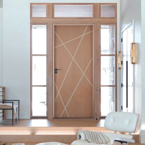 Kit Porta de Madeira Frisada 210x62cm Batente 14cm Fechadura Manual Rodam Portas Abertura Direita