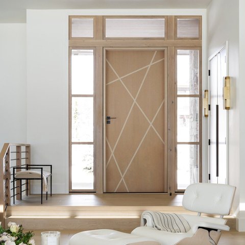 Kit Porta de Madeira Frisada 210x72cm Batente 14cm Fechadura Manual Rodam Portas Abertura Esquerda Marrom