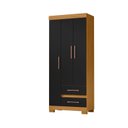 Ver imagem 2 de Guarda-Roupa Solteiro 3 Portas 2 Gavetas com Pés Saint Preto/Carvalho Americano
