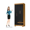 Ver imagem 6 de Guarda-Roupa Solteiro 3 Portas 2 Gavetas com Pés Saint Preto/Carvalho Americano