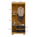 Ver imagem 5 de Guarda-Roupa Solteiro 3 Portas 2 Gavetas com Pés Saint Preto/Carvalho Americano