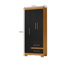 Ver imagem 3 de Guarda-Roupa Solteiro 3 Portas 2 Gavetas com Pés Saint Preto/Carvalho Americano