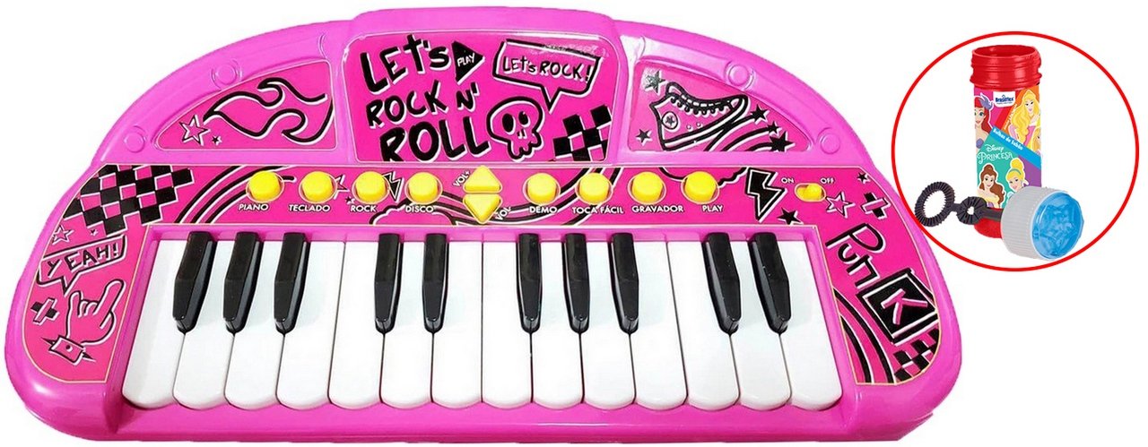Teclado Piano Musical Bebê Brinquedo Infantil Divertido Rosa no