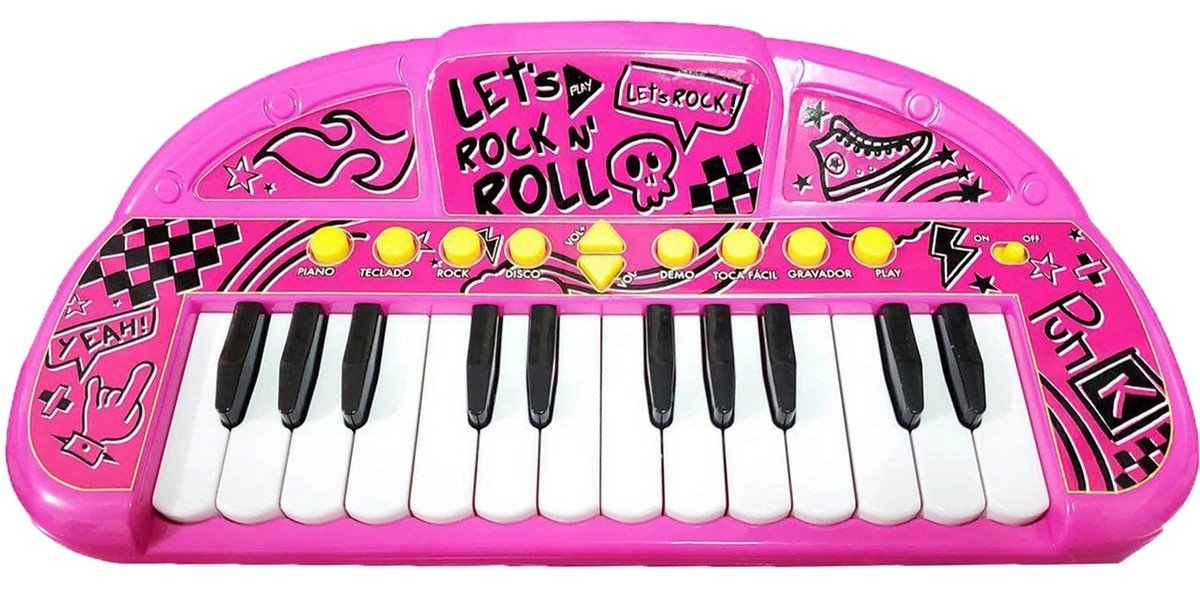 Teclado Piano Musical Bebê Brinquedo Infantil Divertido Rosa