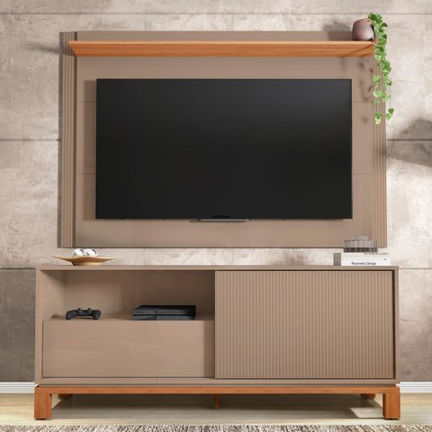 Painel para TV 55 pol e Rack Bancada 150cm Lucca Areia/Freijó C01 - Mpozenato
