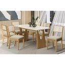Ver imagem 1 de Conjunto Sala de Jantar Mila Premium Madeira Maciça C/ Tampo Madeirado C/ Vidro 170x90cm e 6