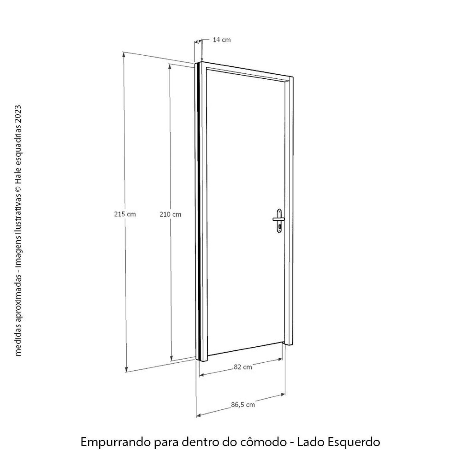 Kit Porta de Madeira Frisada 210x82cm Batente 14cm Fechadura Manual Rodam Portas - 4