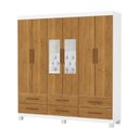 Ver imagem 2 de Guarda-Roupa 6 Portas 6 Gavetas com Espelho e Pés Denver Marrom/Branco/Cinamomo