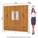 Ver imagem 3 de Guarda-Roupa 6 Portas 6 Gavetas com Espelho e Pés Denver Marrom/Branco/Cinamomo