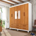 Ver imagem 1 de Guarda-Roupa 6 Portas 6 Gavetas com Espelho e Pés Denver Marrom/Branco/Cinamomo