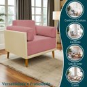 Ver imagem 2 de Poltrona Decorativa para Sala Recepção Consultório Isadora Corino Bege e Suede Rose