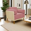 Ver imagem 1 de Poltrona Decorativa para Sala Recepção Consultório Isadora Corino Bege e Suede Rose