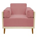 Ver imagem 7 de Poltrona Decorativa para Sala Recepção Consultório Isadora Corino Bege e Suede Rose