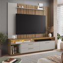 Ver imagem 1 de Home Rack com Painel para TV até 75 Polegadas Reims 2 Gavetas 1 Porta LED Cor Bege - Art In Móveis