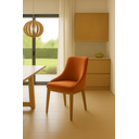 Ver imagem 1 de Kit 6 Cadeiras de Jantar Estofada Elisa Anatômica Veludo Terracota Base Madeira Maciça Mel