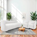 Ver imagem 2 de Kit Sofá Curvo França 220cm Ld. e 2 Poltronas Luiza Max Conforto, Bouclé Branco