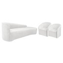 Ver imagem 1 de Kit Sofá Curvo França 220cm Ld. e 2 Poltronas Luiza Max Conforto, Bouclé Branco