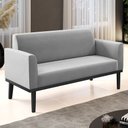 Ver imagem 2 de Sofá Namoradeira Base Madeira Preto Maressa Suede Cinza - Ibiza