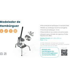 Modelador de Hambúrguer industrial 13cm Prensador Anodilar - 3