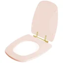Ver imagem 2 de Assento Sanitário Monte Carlo Rosa Floral para vaso Deca Com Ferragem Dourada