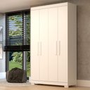 Ver imagem 1 de Guarda-Roupa Solteiro 4 Portas 100% MDF 110cm Papoulas Espresso Móveis Branco