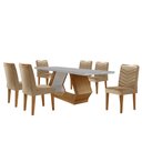 Ver imagem 2 de Mesa para Sala de Jantar Alvorada 180cm Mdf com Vidro Canto Copo e 6 Cadeiras Liz