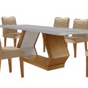 Ver imagem 7 de Mesa para Sala de Jantar Alvorada 180cm Mdf com Vidro Canto Copo e 6 Cadeiras Liz