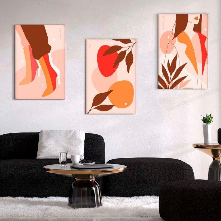 Kit com 3 Quadros Arte Abstrata em Lona 40x60cm - 1