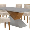 Ver imagem 7 de Mesa Sala de Jantar Aster 180cm e 6 Cadeiras Safira Moderna Veludo Creme/off White/imbuia