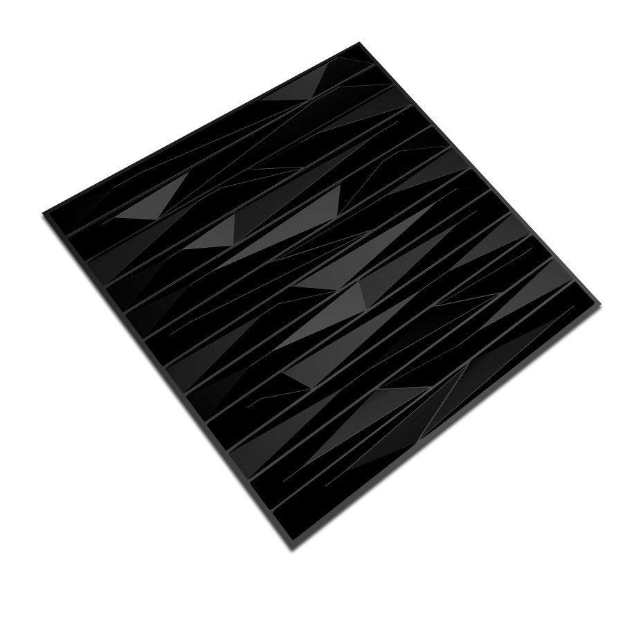 KIT 40 Placas 3D PVC Preto Decoração Revestimento PREMIUM de Parede e Teto (10m²) - VALERIA - 2