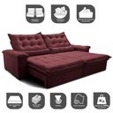 Ver imagem 3 de Sofá Retrátil e Reclinável 2,15m Cama inBox Big Fresh com SoftGel D40 Velupluma Vinho