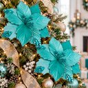 Ver imagem 5 de Flores Artificial Natalina Camurça Azul Enfeite 28cm 12 Peças