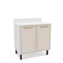Ver imagem 2 de Balcão de Cozinha Amara 80x92,5cm com Prateleira e 2 Portas Branco/Creme 250019