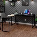 Ver imagem 1 de Mesa de Canto em L Escrivaninha 150cm Industrial Preto