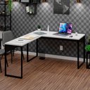 Ver imagem 1 de Mesa de Canto em L Escrivaninha 150cm Industrial Branco