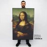 Quadro Decorativo Caixa Alta com Vidro Mona Lisa - Leonardo da Vinci TaColado Moldura Preta 120 x 80 - 2