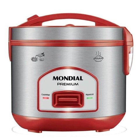 Panela Eletrica de Arroz Mondial Inox Red 500W Faz 6 Xicaras 220V