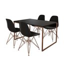Ver imagem 6 de Mesa Industrial Base Ferro Cobre 137x90 Tampo Preto 4 Cadeiras Eiffel Ferro Cobre Assento Preto