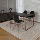 Ver imagem 1 de Mesa Industrial Base Ferro Cobre 137x90 Tampo Preto 4 Cadeiras Eiffel Ferro Cobre Assento Preto