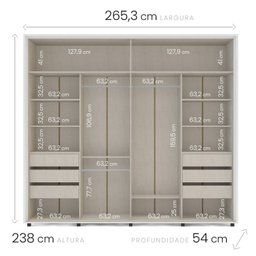 Guarda Roupa Casal 2 Portas 6 Gavetas Coimbra Flex Color - 5