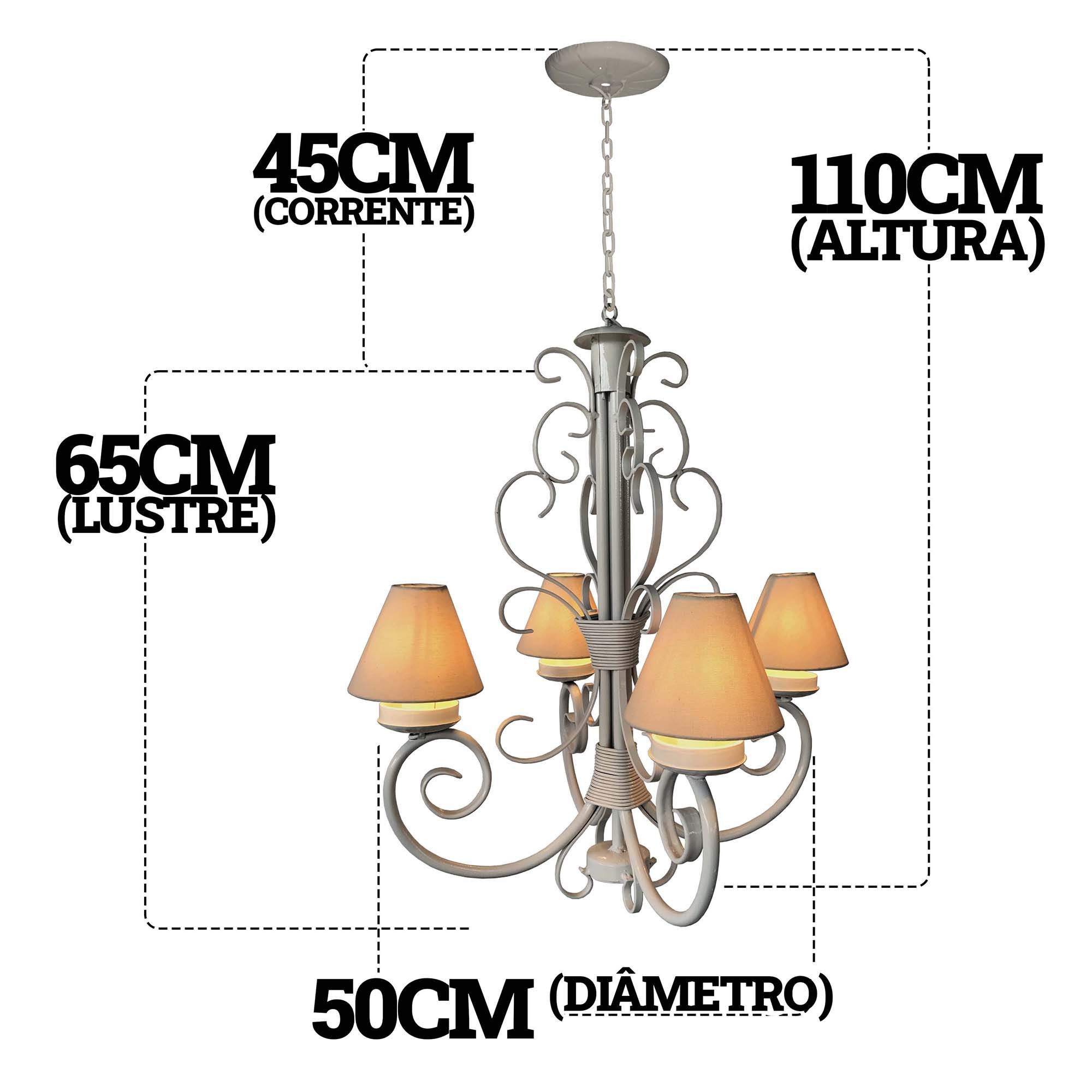 Luminária de Ferro Rústica cor Envelhecida com Cúpulas de Algodão Libertas Rosas Artesanato Cláudio  - 6
