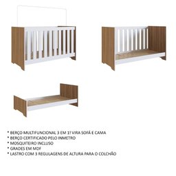 Berço 3 em 1 Linha Aconchego 133cm Nogal Manchester La003 Completa Móveis - 10